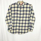 Izod Shirt Men XL Yellow Blue Plaid Button Down Long Sleeve 100% Cotton Office