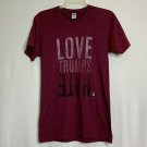 Human Rights Shirt S Burgundy Crew Neck Short Sleeve LGBT Equality Love Unisex