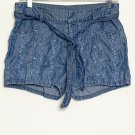 Alya Chambray Shorts Women S Blue Embroidered Belted Spring Summer Wear
