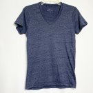 Frank Oak Shirt Women S Blue V Neck Short Sleeve Montreal Classic Textured Clean