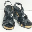 Aerosoles Sandals Women 10 Black Strappy Open Toe Party Wear Wedge Heel