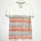 Cohesive Shirt Men SM White Pink Grey Aztec Scoop Neck Short Sleeved