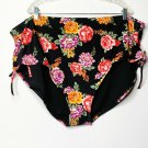 Terra & Sky Bikini Bottom Women 4X Black Floral Plus Size Women Swimwear