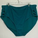 Terra & Sky Bikini Bottom Women 4X Green Teal Braided Side Plus Size Swimwear