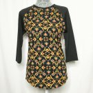 LulaRoe T-Shirt Women XS 3/4 Randy Baseball Sleeve Gray Aztec Print NEW