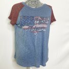 South Main Shirt Women L Blue Red Sleeve "Land That Love" American Flag