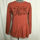 Art Class Shirt Junior Size XL Red Coral Hello Darlin Scoop Neck Long Sleeve