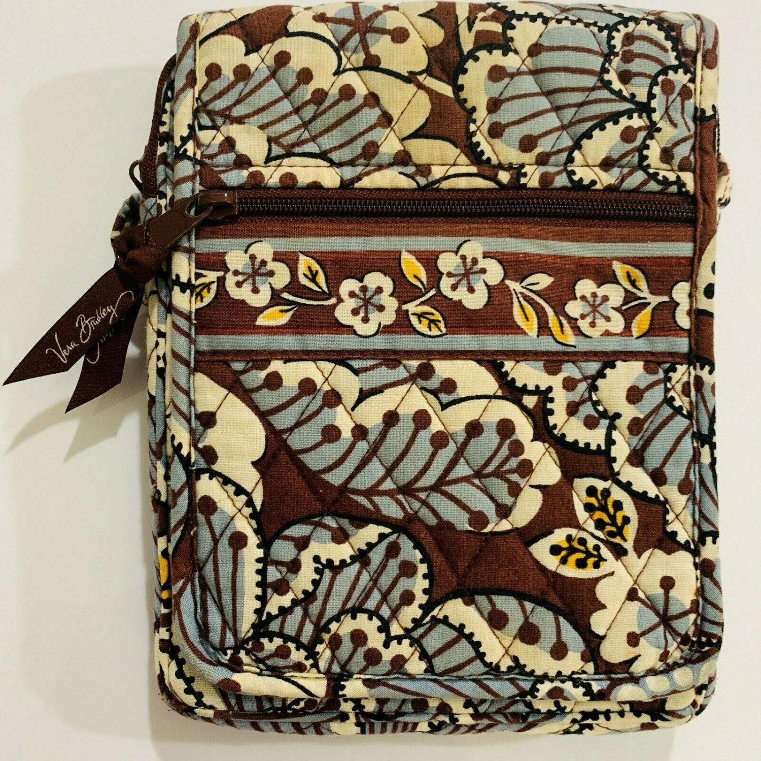 Vera Bradley Bag Java Gray Mini Hipster Crossbody Purse Messenger Brown Floral