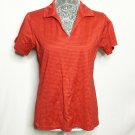 Fairway Greene Shirt Women M Orange-Red Dotted Stripes Collared Golf Polo Wear