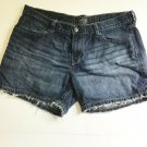 Old Navy Shorts Women 12 Blue Distressed Flirt Low Rise Dark Wash Denim Raw Hem
