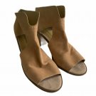 Lucky Brand Shoes 13M Tan Kkarrell  Booties Zipped Block Heels Open Toe Shoes
