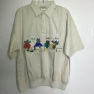 Angelo Litrico Shirt Men L Beige Dog Playing Cards Collared Short Sleeve Button