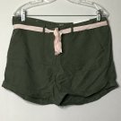 Loft Shorts 6 Green Original Straight Through Hip Thigh Pink Ribbon Cuff NWT $45