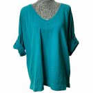 Orvis Shirt Women XL Light Blue Half Sleeve Button Round Neck Casual Wear