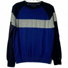 Tommy Hilfiger Sweater Large Blue Gray Black Colorblock Hip Hop Crew Neck Long S