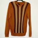 Axist Sweater Men S Orang Black Tan Long Sleeve Bold Striped V Neck Pullover VTG