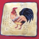 Rooster "Tuscan" Square Plate QCF22 Blue Red Cream Unique