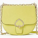 Kate Spade Bag New York Robyn Limelight Yellow Medium Leather Saddle Bag NWT 399