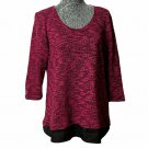 Hannah Knit Shirt Women XL Purple Long Sleeve Back Zipper Round Neck Casual Wear