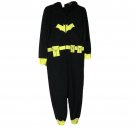 DC Batman Pajamas Adult SM Black Yellow Front Zip Hoodie Long Sleeve One Piece