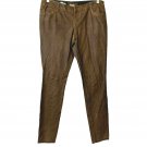 Decree Polyurethane Pants Juniors Size 9 Brown Distressed Zip-Hem Faux-Leather