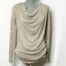 Andrea Jovine Shirt Womens S Beige Long Sleeved Cowl Neck Zipper Sweater Top