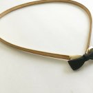 Metal Stretchy Belt Gold Tone Black Removable Bow Adjustable Hook And Eye