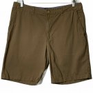 St Johns Bay Shorts Mens 36 Brown Flat Front Bermuda Walking Beach 100% Cotton
