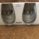 RAE DUNN Glasses Wine 9oz We did Doves Wedding Set NEW IN BOX Set of Two