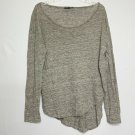 Michael Stars Shirt Women Size M Grey Heathered Boat Neck Long Sleeve Hi Lo Hem