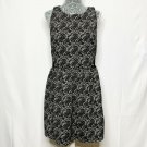 Maison Jules Dress Women L Black White Embroidery Side Zipper Button Sleeveless