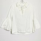 Greylin Anthropologie Shirt Women XS White Collared String Long Bell Sleeve