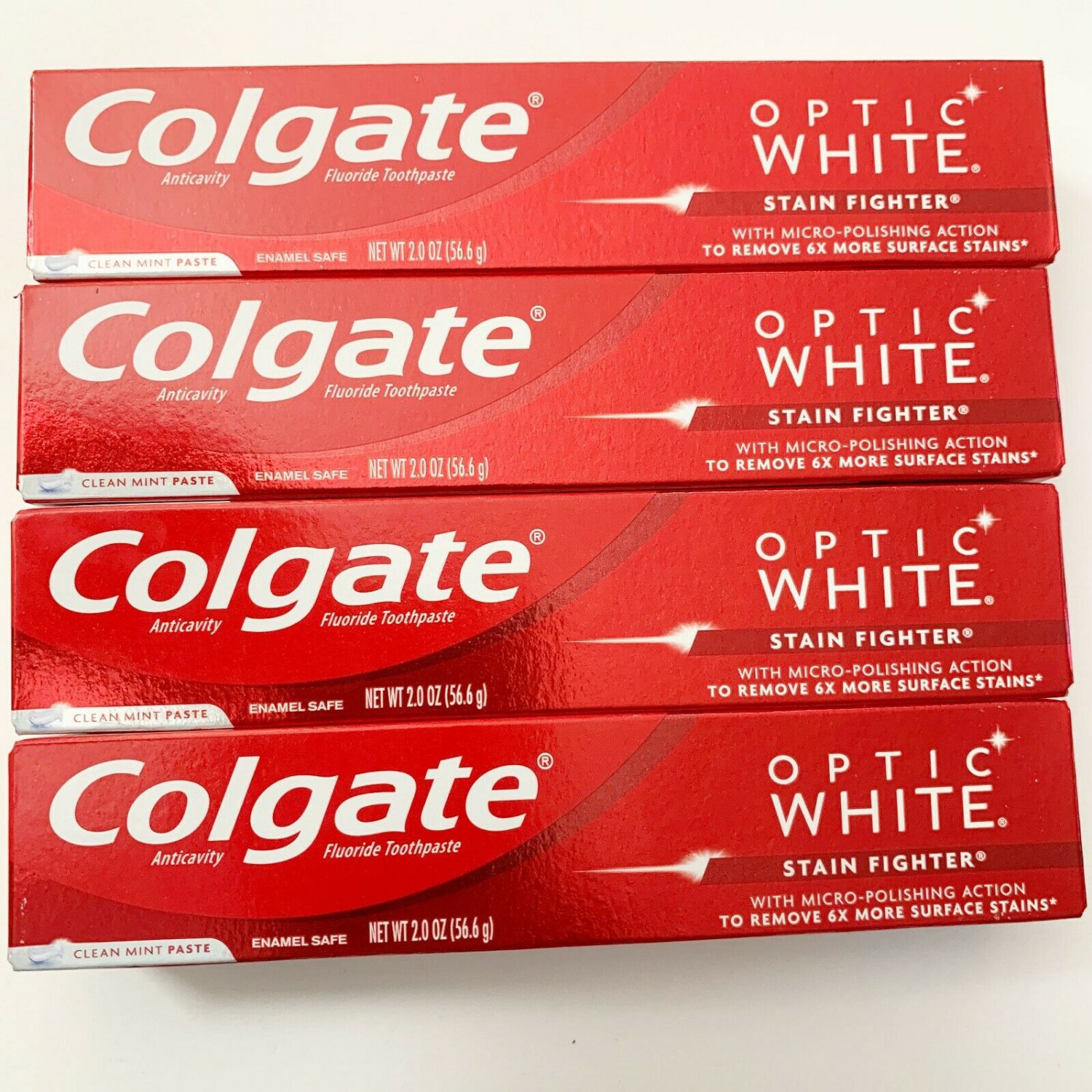 Colgate Toothpaste Optic White Stain Fighter Clean Mint Paste 2Oz 08/21 ...