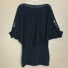 Chelsea Theodore Top Size S Black Metallic Sequin Batwing Sleeve Loose Shirt