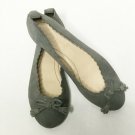 WHITE STUFF Shoes Ballerina Flats Sz 6 Gray Slip On Scalloped Detail Suede Comfy