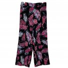 Lane Bryant Pants 14/16 Pink Black Floral Elastic Waist Wide Leg Design NWT $70