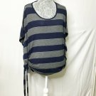Paisley Ivy Shirt Top M Blue Grey Stripes Round Neck String Casual Everyday Wear