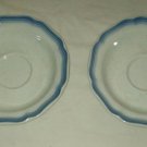 MIKASA Saucers Plate China Country Club CA500 Pattern Blue Rimmed Set of Two 2