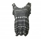 Faded Glory Shirt Large (12-14) Black White Geometric Blouse SS  Aztec Festival