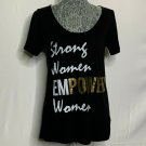 Strong Shorts Women M Black White Gold Letters Short Sleeve Soffe Empower