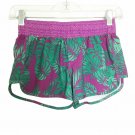 Roxy Girl Shorts Size 10 Purple Girl Floral Palm Leaves Board Shorts Running EUC