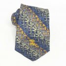 Countess Mara NeckTie Blue Gold White Squares 100% Silk Front Logo Classic Width