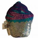 Cupcake Plush Pillow 12 in Purple Silver Pink Blue Reversible Sequin NWT Party