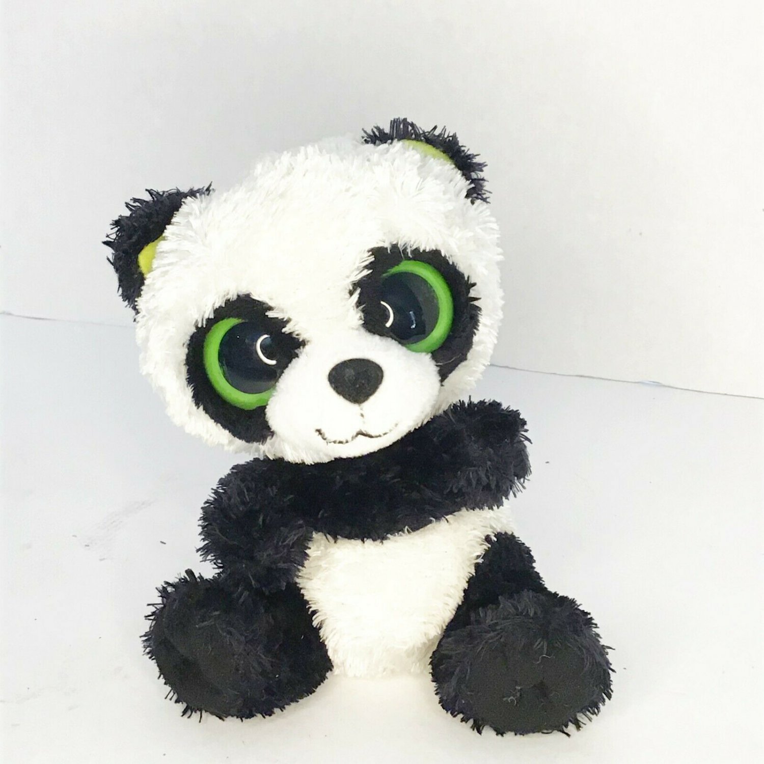 Ty "Bamboo" Panda White Black Green Eyes Childrens Stuffed Animal Playtime Toy