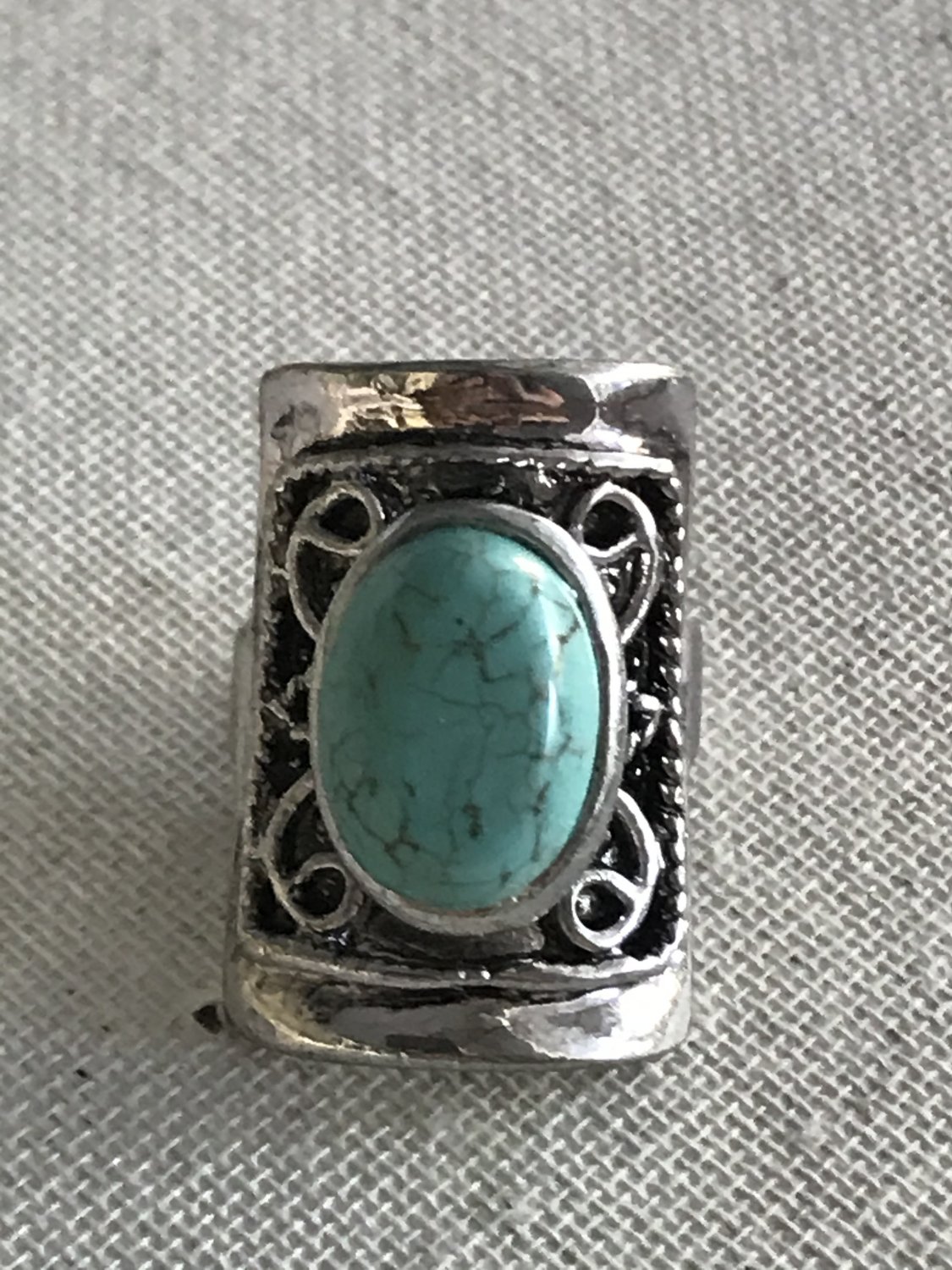 SALE!! Turquoise Decorative Silver Plated Square Ring Size 5 1/2 New