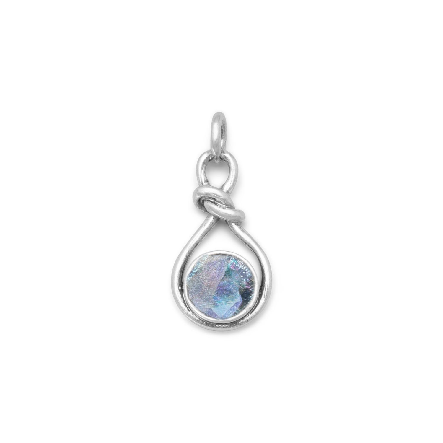 Sterling Silver Roman Glass Knot Style Pendant