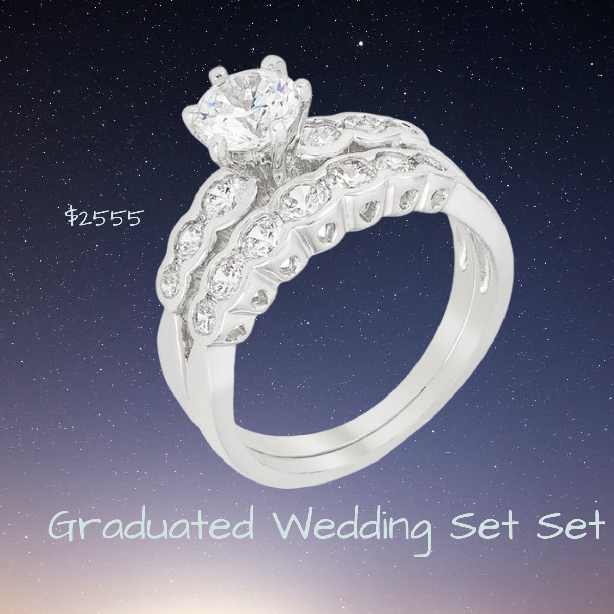 Graduated Wedding Set Two Rings
