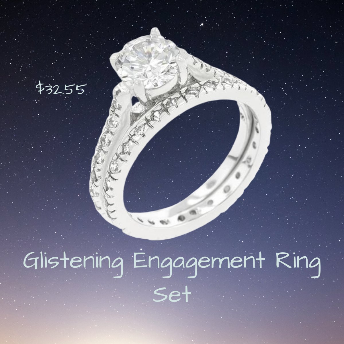 Glistening Engagement Set Two Ring Set