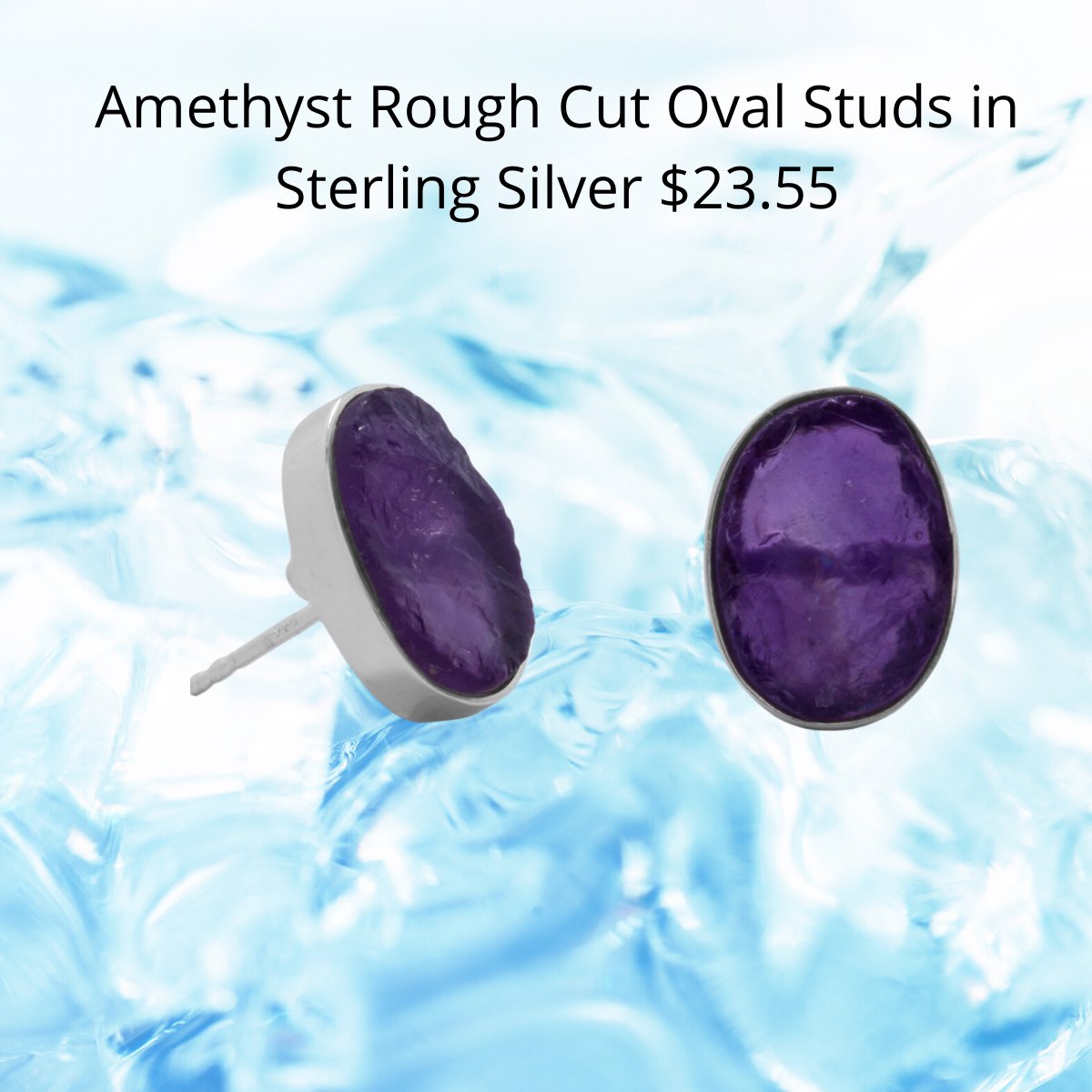 Sterling Silver Amethyst Stud Earrings- Calming Effect