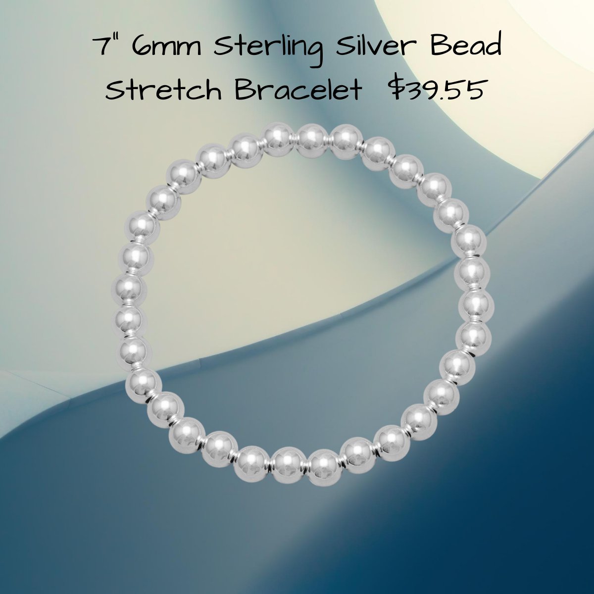 Sterling Silver Bead 7 Inch Stretch Bracelet With 8 mm Beads